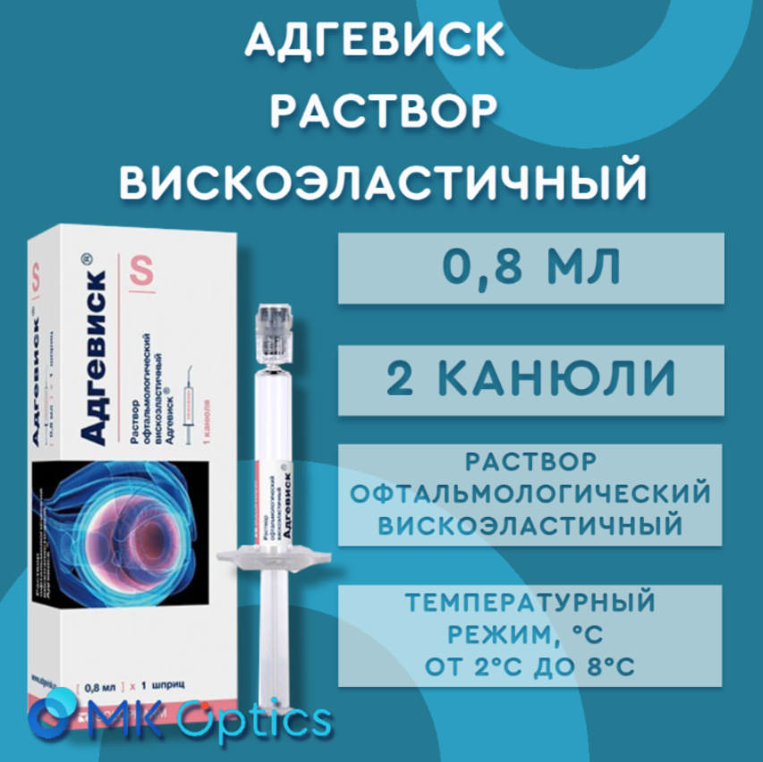 Адгевиск раствор вискоэластичный шприц 0,8 мл (2 канюли)
