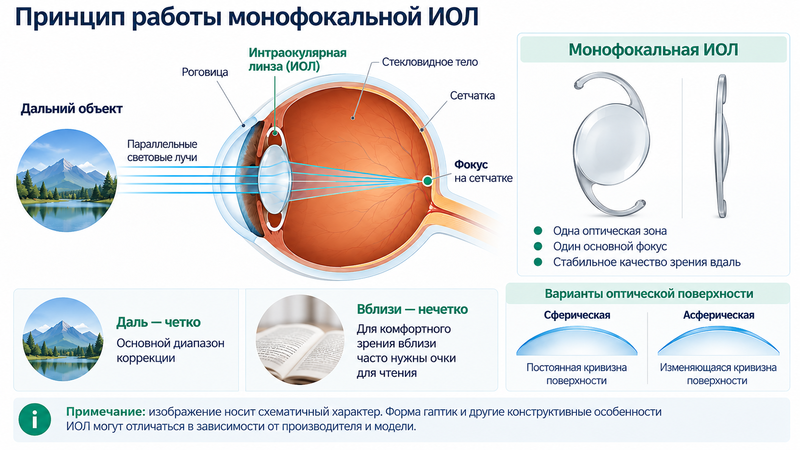 Принцип работы монофокальной ИОЛ Принцип работы монофокальной ИОЛ